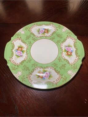 Noritake/Morimura early 20th century green bands, floral patterns & gold scrolls